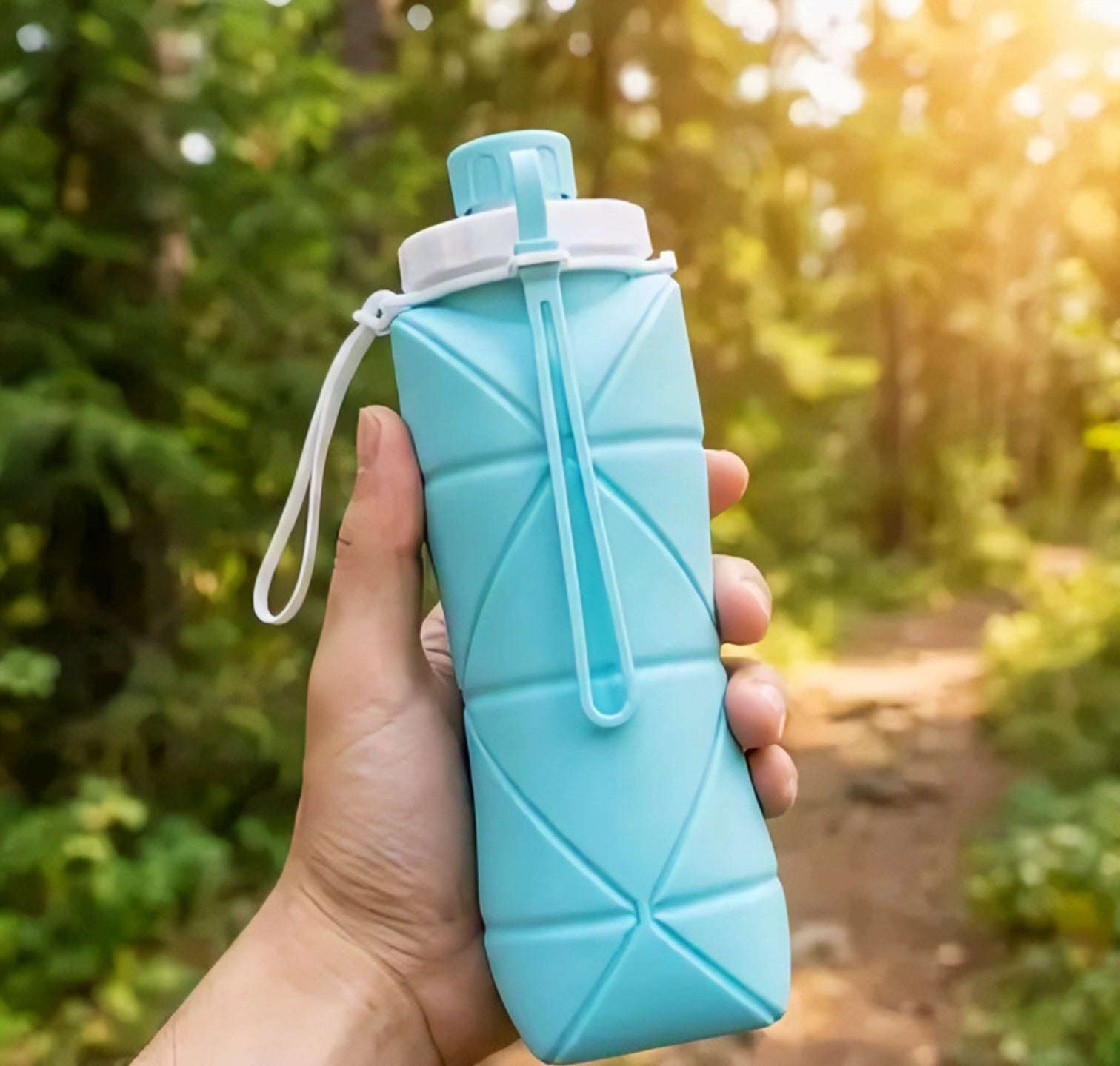 Collapsible Silicone Water Bottle Leak-proof, BPA-Free, Foldable Travel Bottle (500ml)