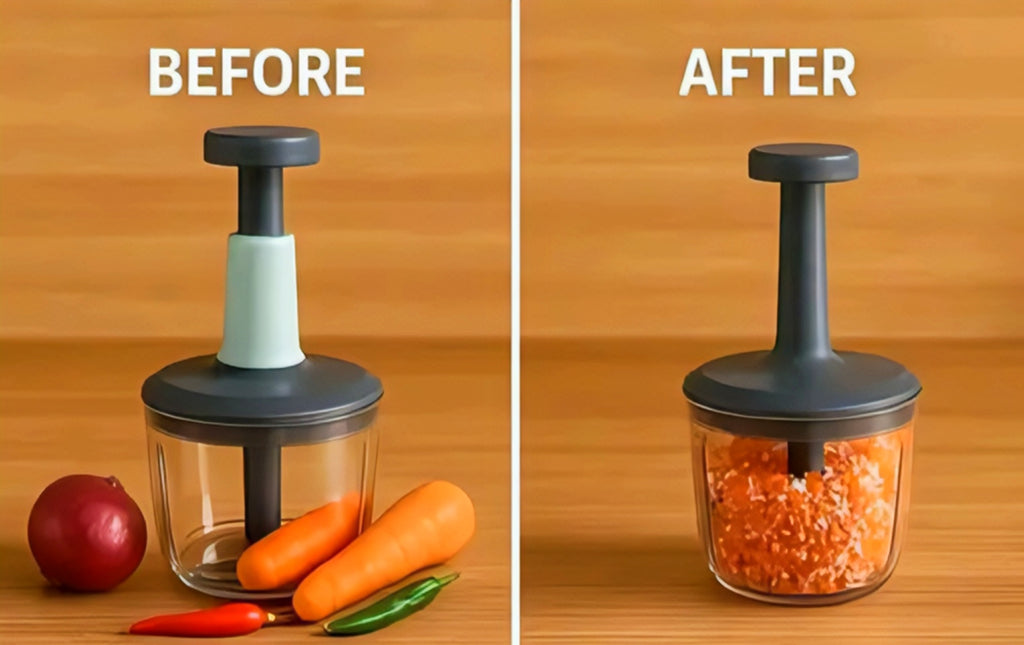 Premium Manual Push Vegetable Chopper | Multi-Functional Hand Food Processor for Kitchen