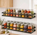 Premium 2-Tier Spice Rack Organizer | Metal Kitchen Counter & Wall-Mount Storage Shelf | Multipurpose Seasoning Rack | Black