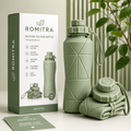 600ml Collapsible Silicone Water Bottle – BPA-Free Foldable Leakproof Travel Sports Bottle