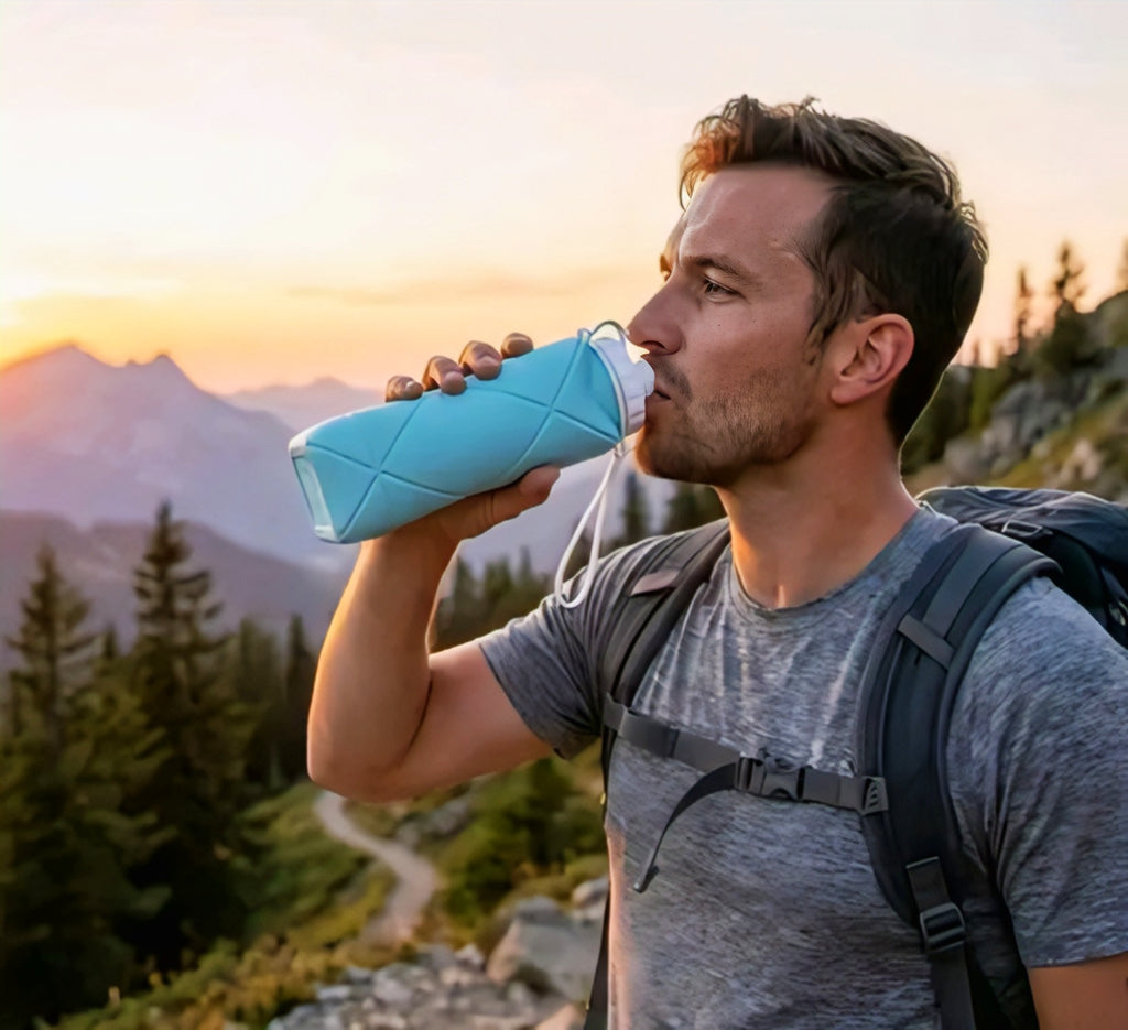 Collapsible Silicone Water Bottle Leak-proof, BPA-Free, Foldable Travel Bottle (500ml)