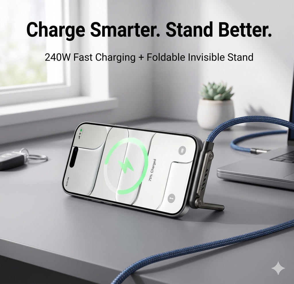 XIMAND 240W PD Fast Charging Cable – Invisible Holder USB-C Charger