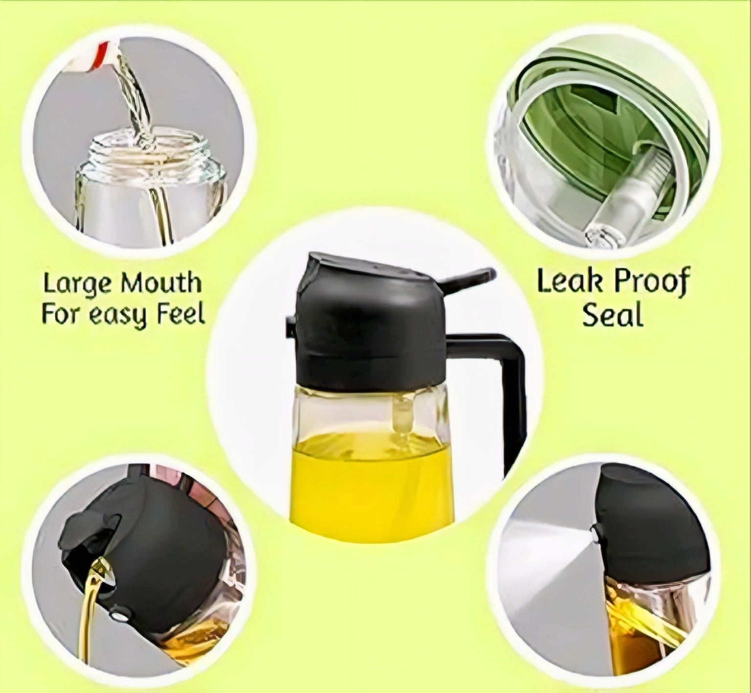 The Oonkra Premium Glass Oil Dispenser Bottle with Leakproof Lid & Ergonomic Handle | Drip-Free Oil Pourer for Olive Oil, Cooking Oil, Vinegar & Soy Sauce