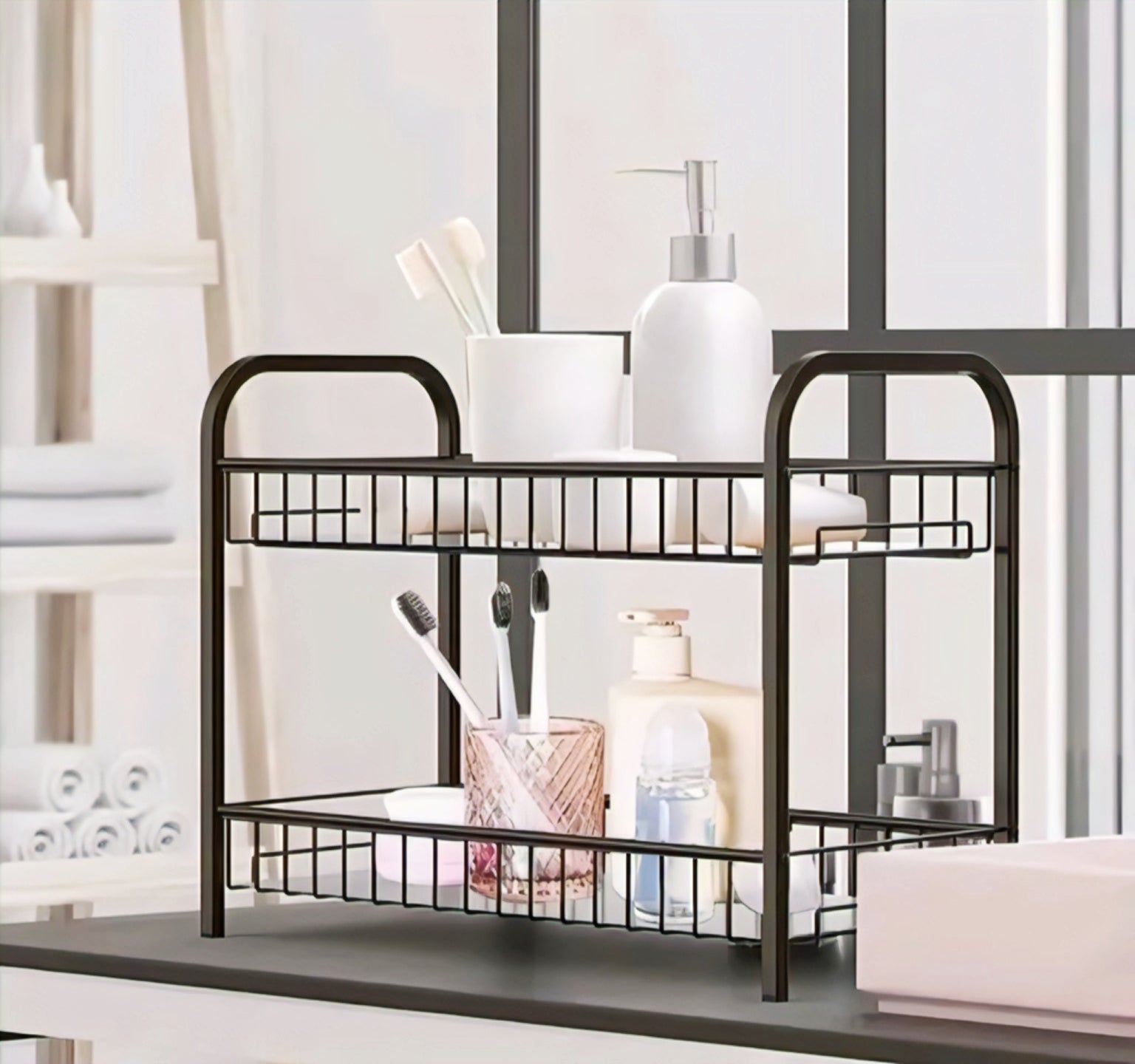 Premium 2-Tier Metal Kitchen Rack | Heavy-Duty Countertop Storage Organizer | Rust-Resistant Multipurpose Shelf