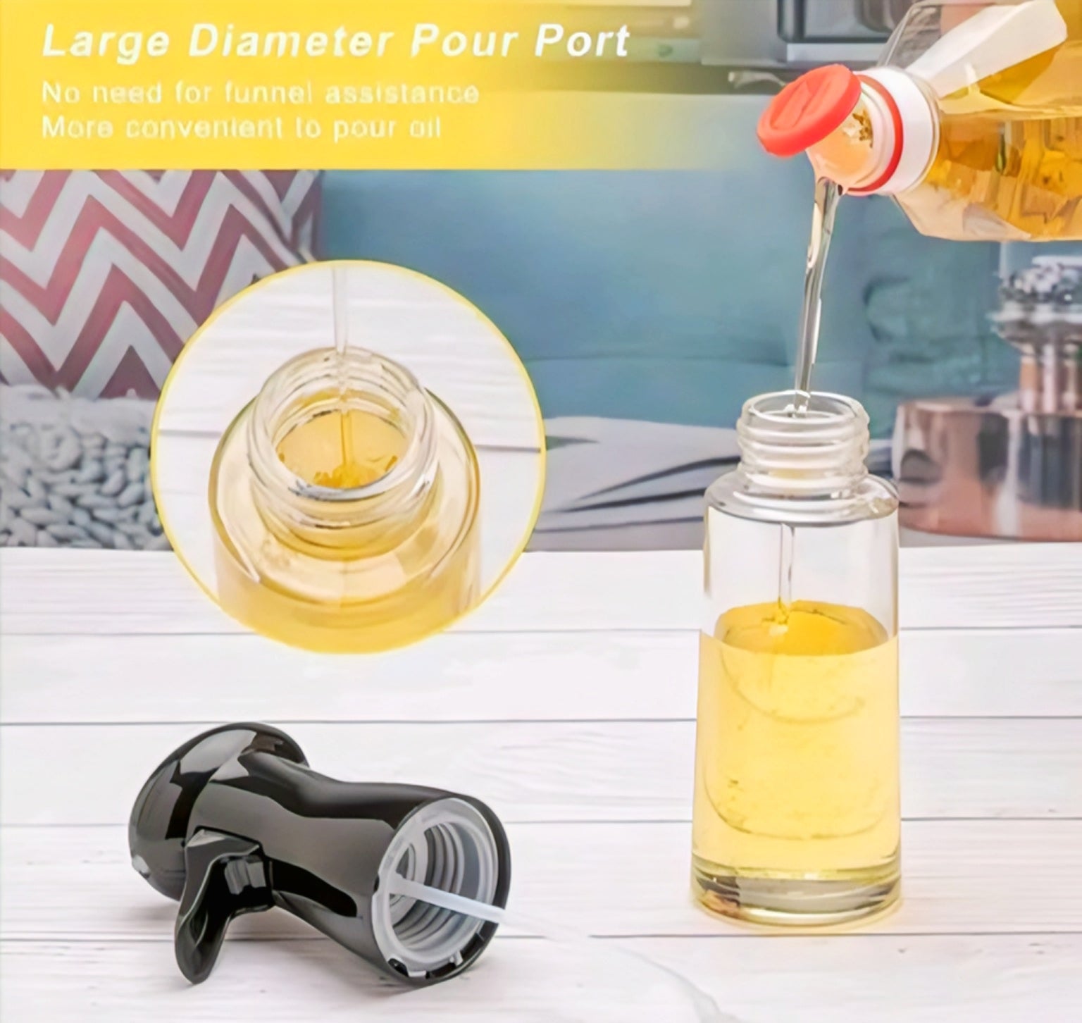 Premium 2-in-1 Oil Spray Bottle for Kitchen | Glass Oil Dispenser with Fine Mist Sprayer