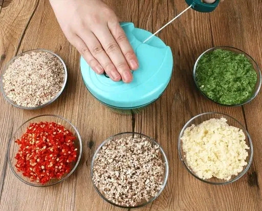 3-Blade Manual Hand Pull Vegetable Chopper | Multi-Purpose Food & Onion Cutter | BPA-Free Kitchen Chopper