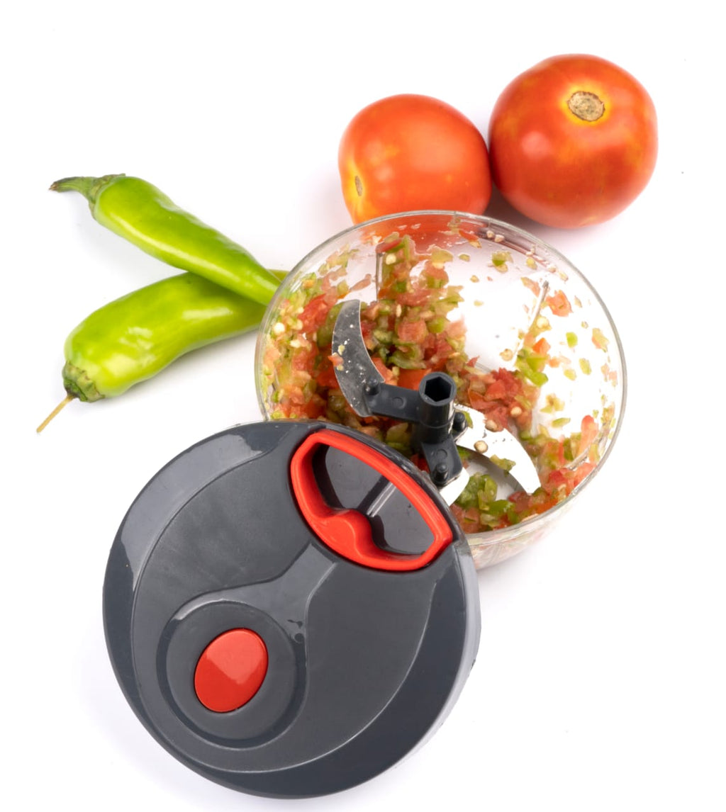 Premium Manual Hand Pull Vegetable Chopper | 3-Blade Food Processor | Multipurpose Onion, Garlic & Vegetable Cutter