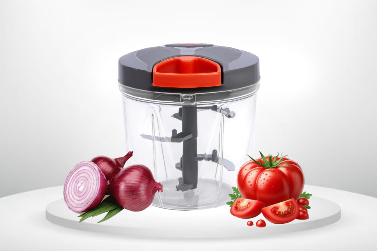 Premium Manual Hand Pull Vegetable Chopper | 3-Blade Food Processor | Multipurpose Onion, Garlic & Vegetable Cutter
