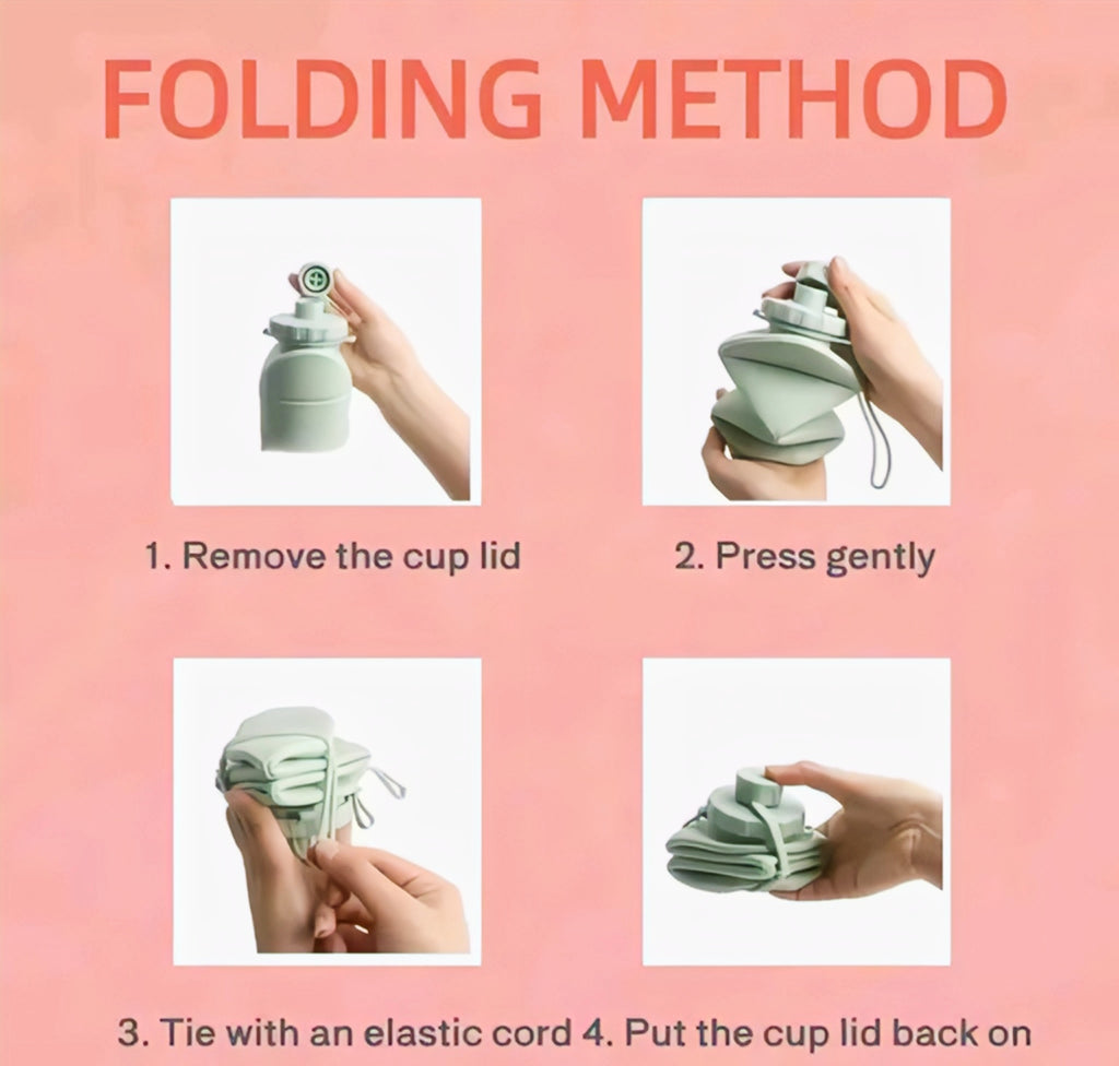 Collapsible Silicone Water Bottle Foldable Leak-proof BPA-Free Travel Sports Bottle (500ml)