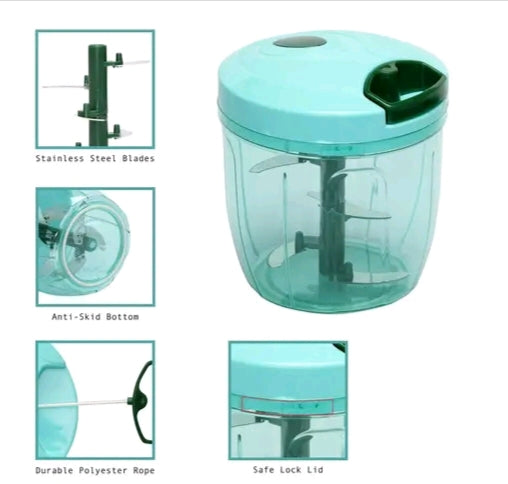 3-Blade Manual Hand Pull Vegetable Chopper | Multi-Purpose Food & Onion Cutter | BPA-Free Kitchen Chopper