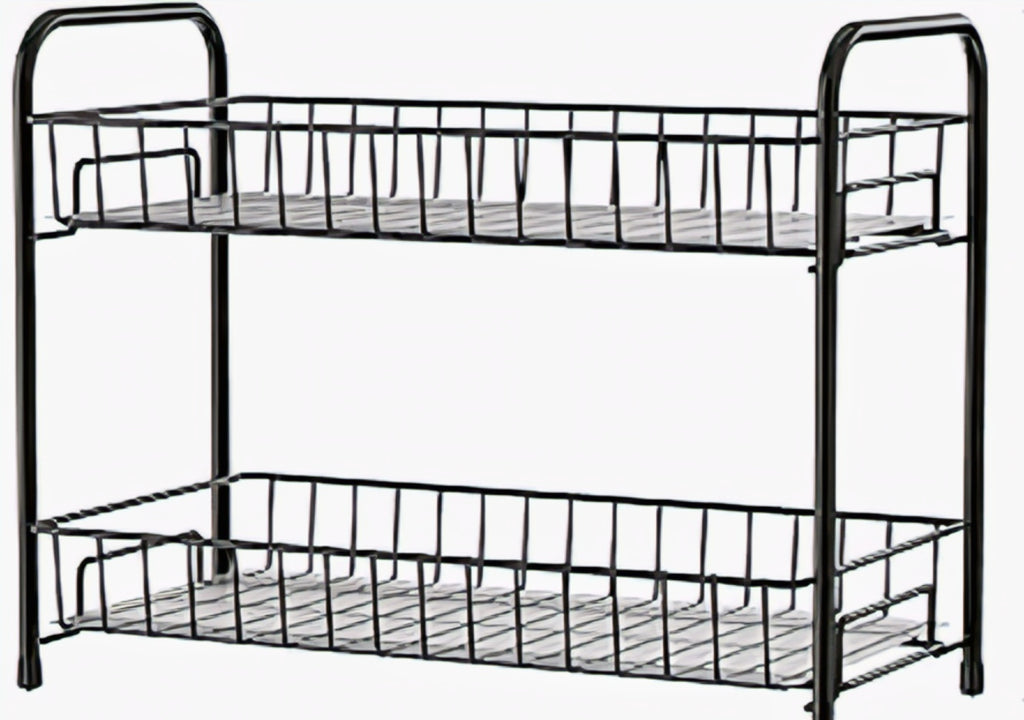 Premium 2-Tier Metal Kitchen Rack | Heavy-Duty Countertop Storage Organizer | Rust-Resistant Multipurpose Shelf