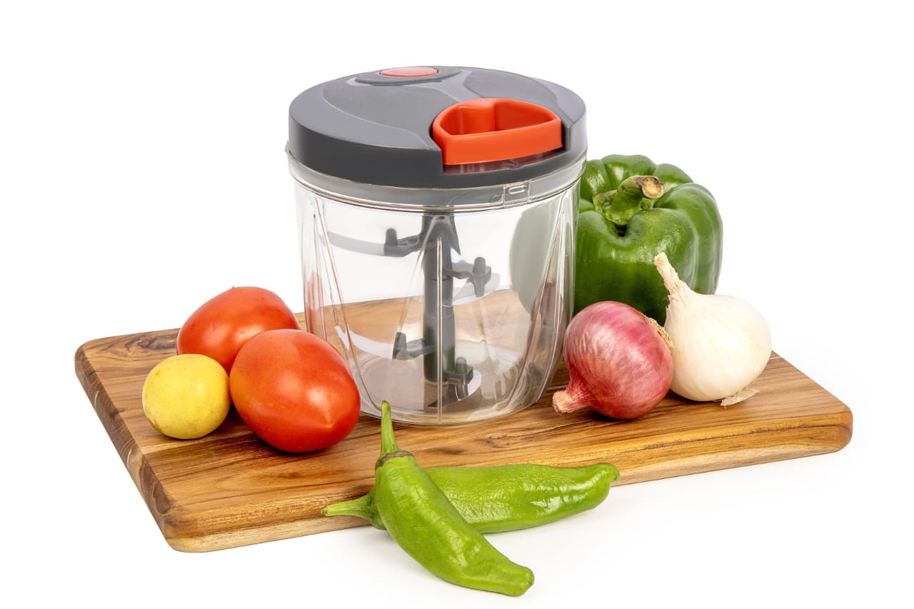 Premium Manual Hand Pull Vegetable Chopper | 3-Blade Food Processor | Multipurpose Onion, Garlic & Vegetable Cutter