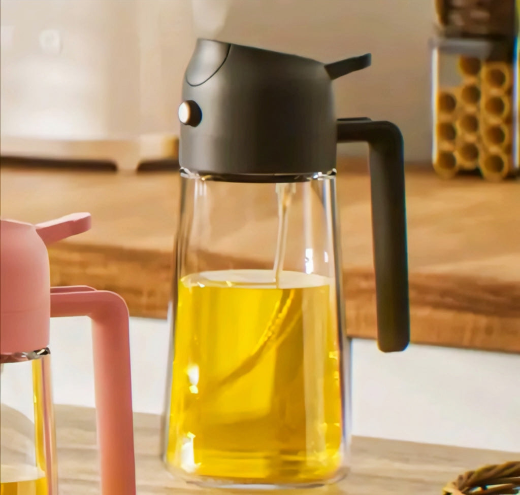 The Oonkra Premium Glass Oil Dispenser Bottle with Leakproof Lid & Ergonomic Handle | Drip-Free Oil Pourer for Olive Oil, Cooking Oil, Vinegar & Soy Sauce